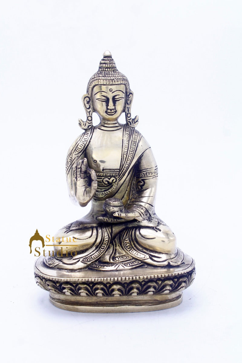 Brass Antique Buddha Sitting For Home Office Décor Diwali Gift Showpiece 6 " - Image 3