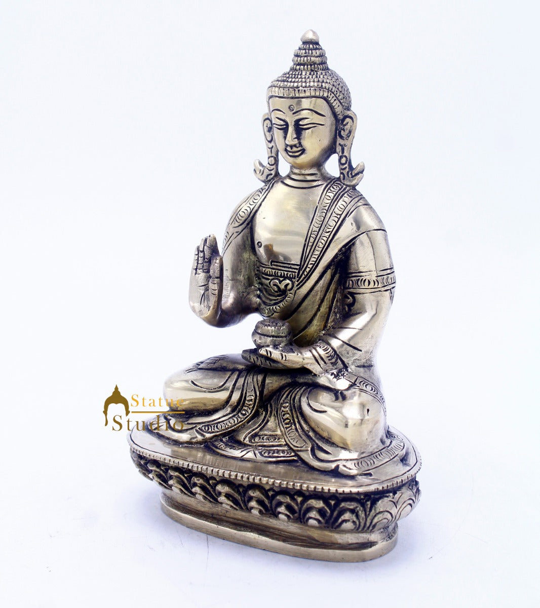 Brass Antique Buddha Sitting For Home Office Décor Diwali Gift Showpiece 6 "