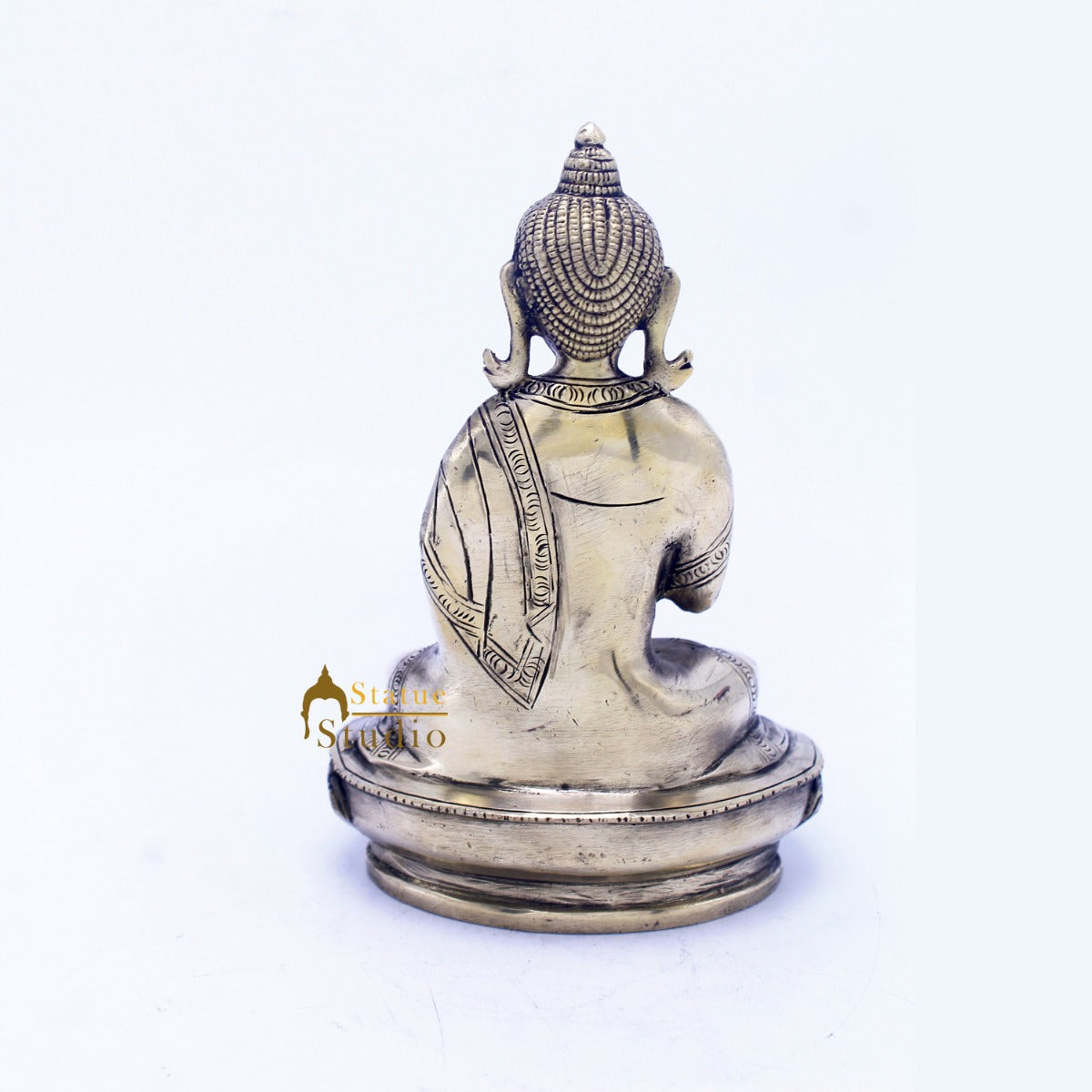 Brass Antique Buddha Sitting For Home Office Décor Diwali Gift Showpiece 6 "
