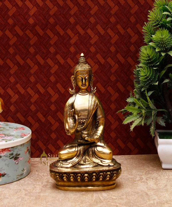 Brass Antique Buddha Sitting For Home Office Décor Diwali Gift Showpiece 6 " - Image 2