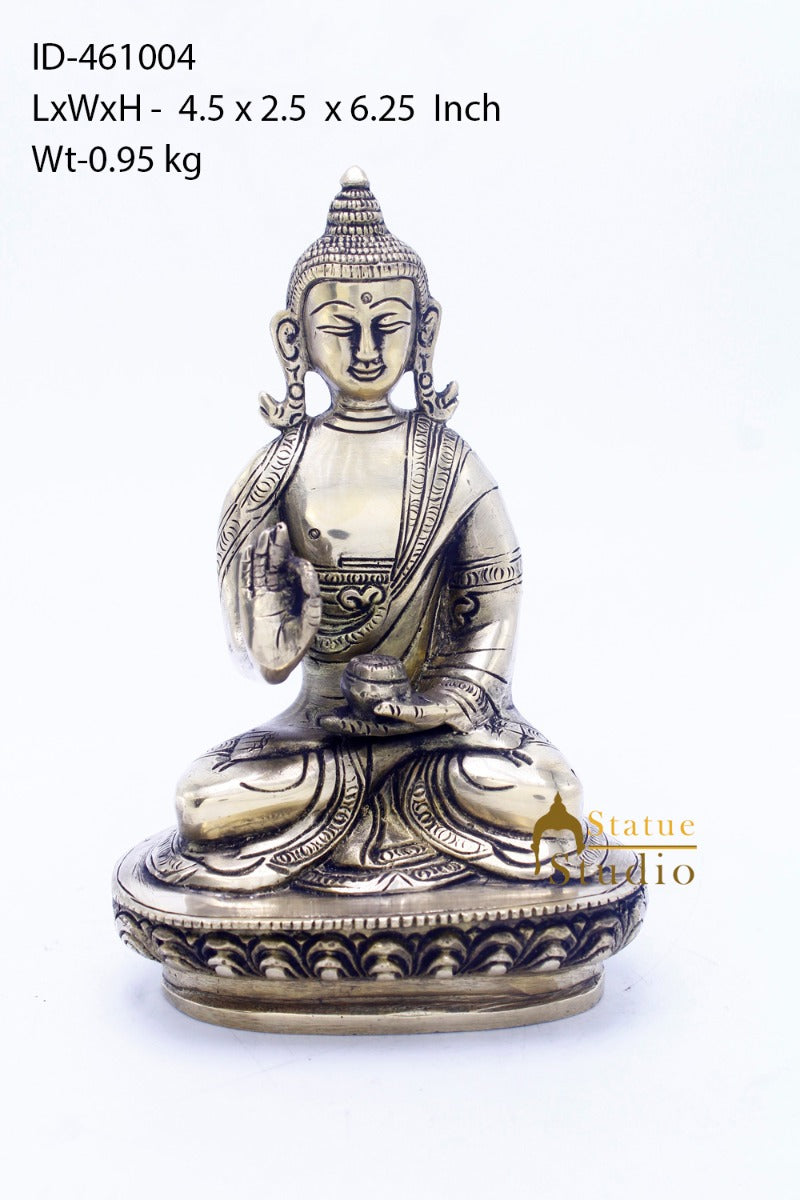 Brass Antique Buddha Sitting For Home Office Décor Diwali Gift Showpiece 6 " - Image 7
