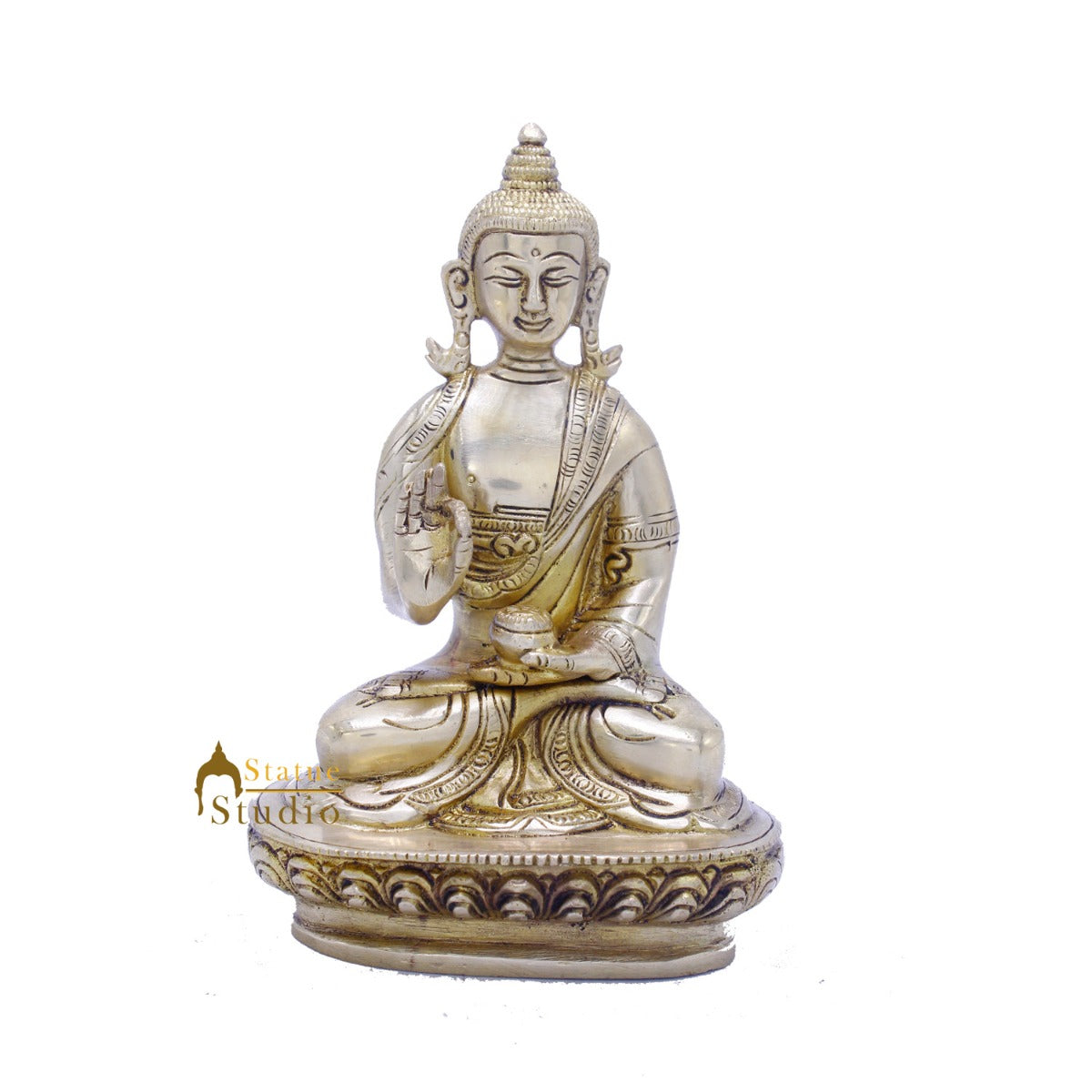 Brass Antique Buddha Sitting For Home Office Décor Diwali Gift Showpiece 6 " - Image 3