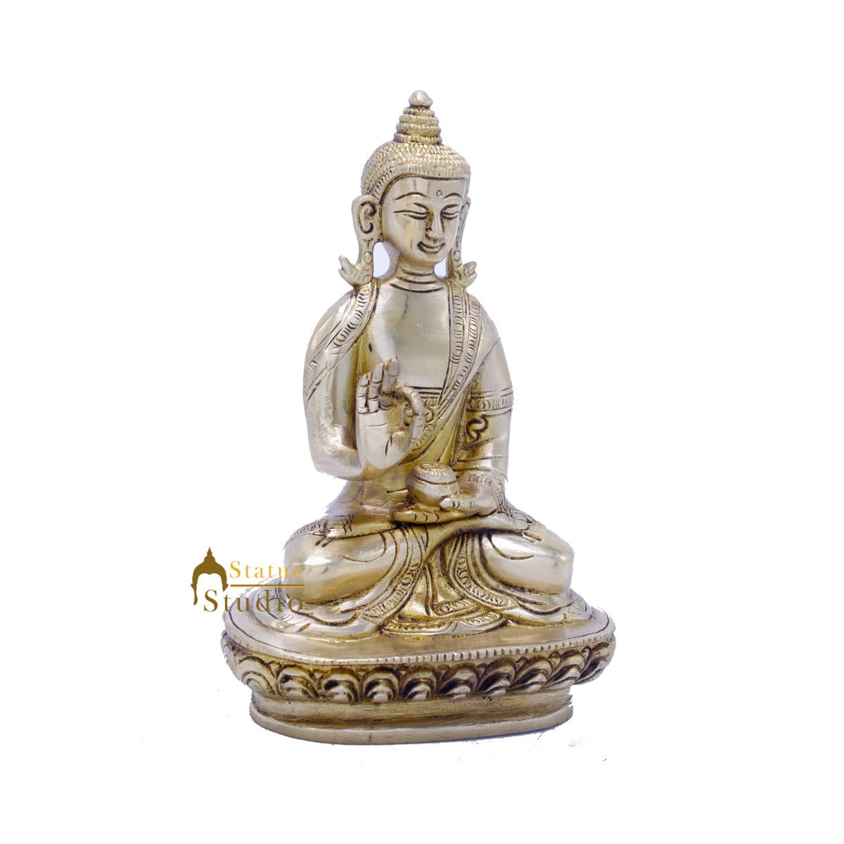 Brass Antique Buddha Sitting For Home Office Décor Diwali Gift Showpiece 6 "