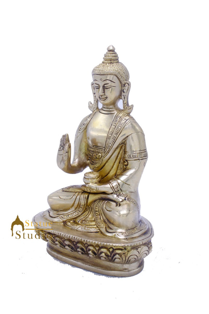 Brass Antique Buddha Sitting For Home Office Décor Diwali Gift Showpiece 6 "