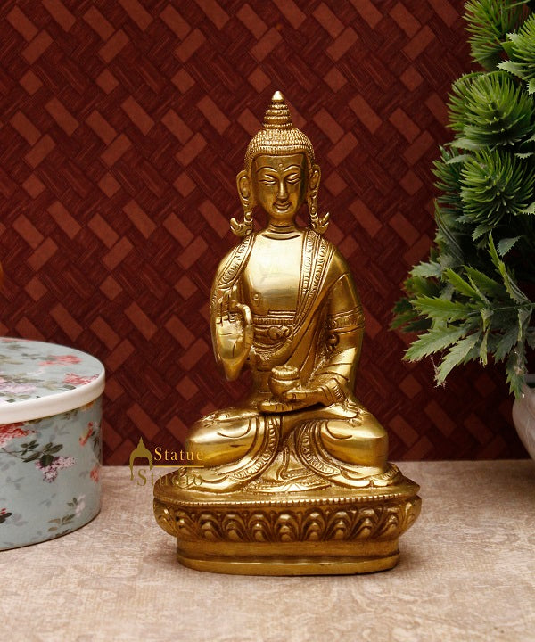 Brass Antique Buddha Sitting For Home Office Décor Diwali Gift Showpiece 6 " - Image 2