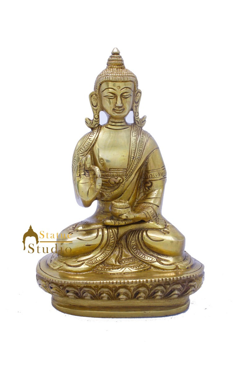 Brass Antique Buddha Sitting For Home Office Décor Diwali Gift Showpiece 6 " - Image 3