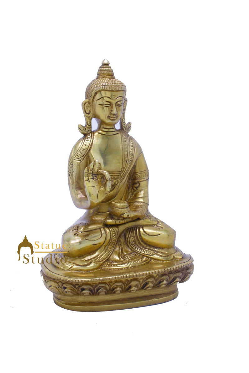 Brass Antique Buddha Sitting For Home Office Décor Diwali Gift Showpiece 6 "