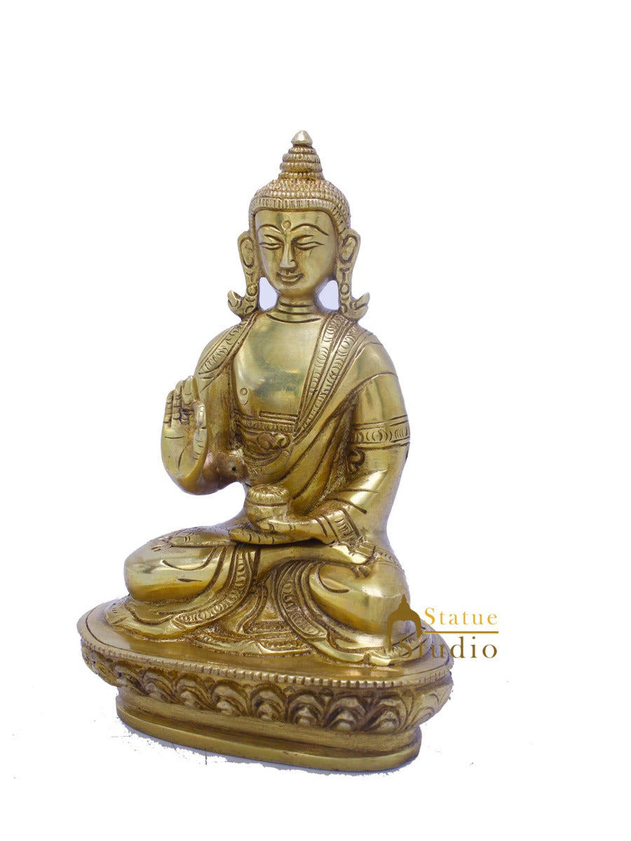 Brass Antique Buddha Sitting For Home Office Décor Diwali Gift Showpiece 6 " - Image 5
