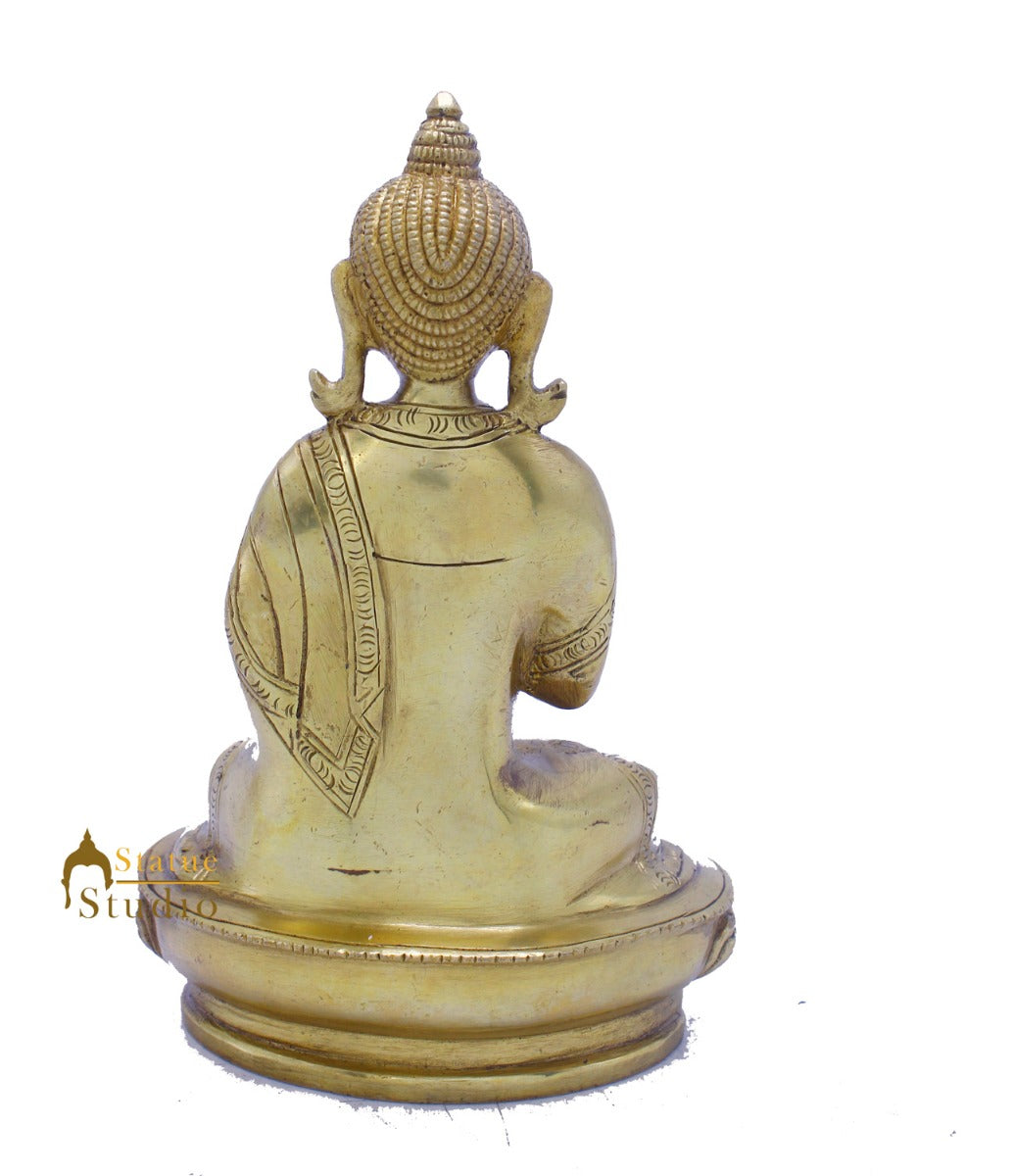Brass Antique Buddha Sitting For Home Office Décor Diwali Gift Showpiece 6 " - Image 6