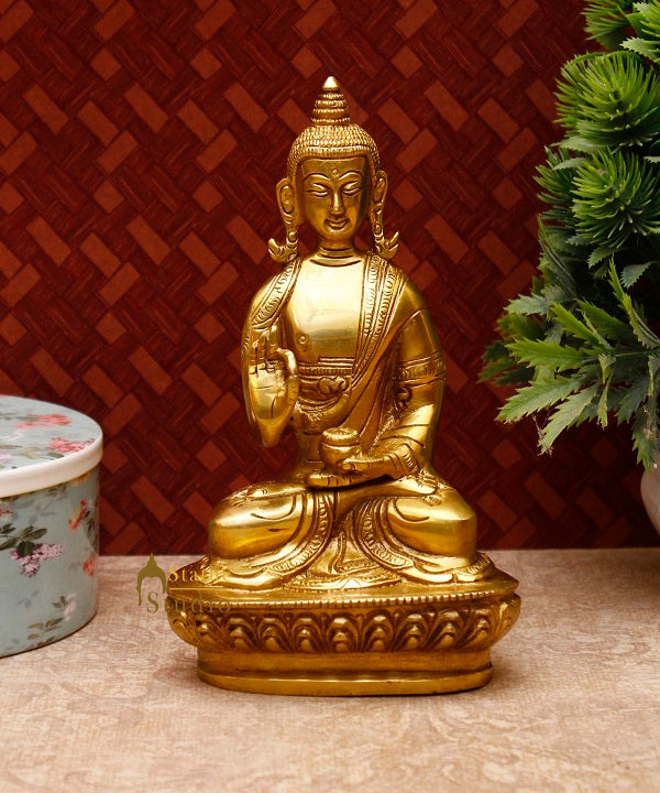 Brass Antique Buddha Sitting For Home Office Décor Diwali Gift Showpiece 6 " - Image 2