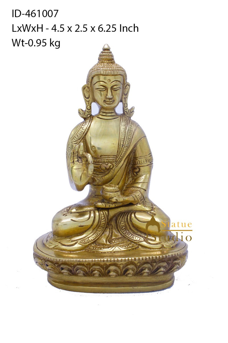 Brass Antique Buddha Sitting For Home Office Décor Diwali Gift Showpiece 6 " - Image 7