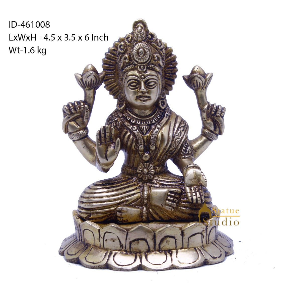 Brass Antique Lakshmi Idol Laxmi Murti Home Decor Statue 6" - Image 6