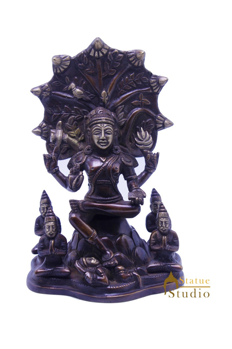 Brass Shiva Idol Dakshinamurthy Antique Finish For Home Pooja Room Decor 8.5" - Image 4