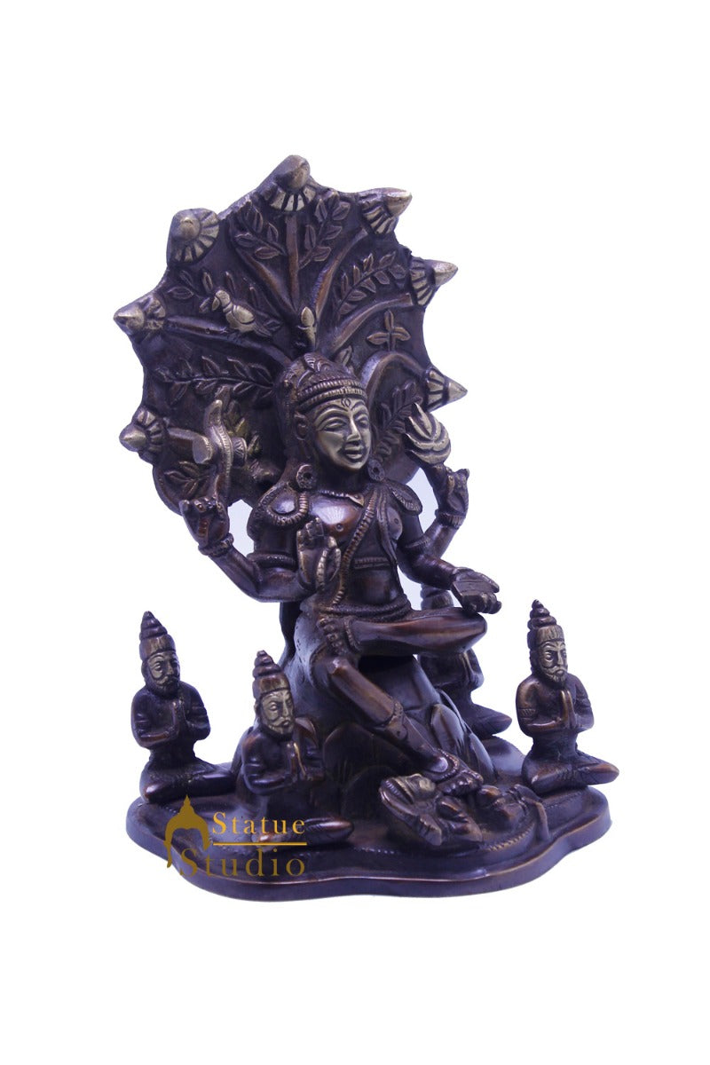 Brass Shiva Idol Dakshinamurthy Antique Finish For Home Pooja Room Decor 8.5"