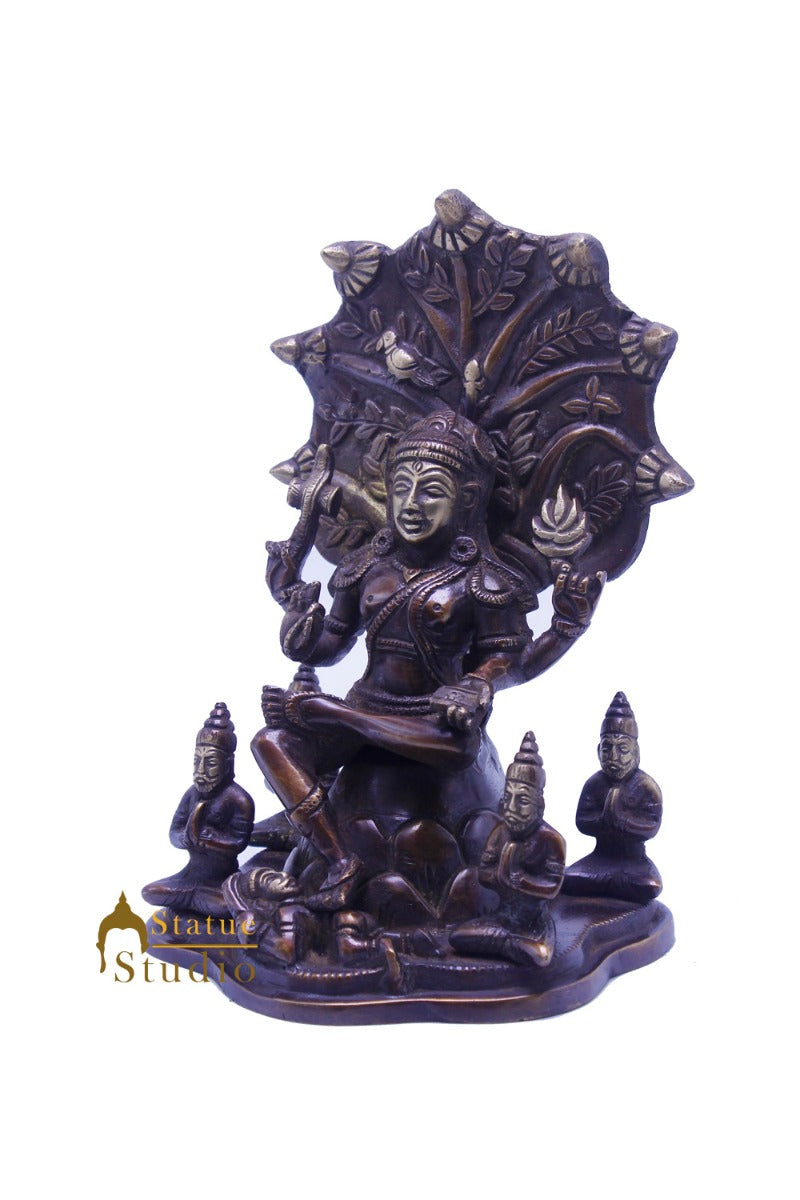 Brass Shiva Idol Dakshinamurthy Antique Finish For Home Pooja Room Decor 8.5"
