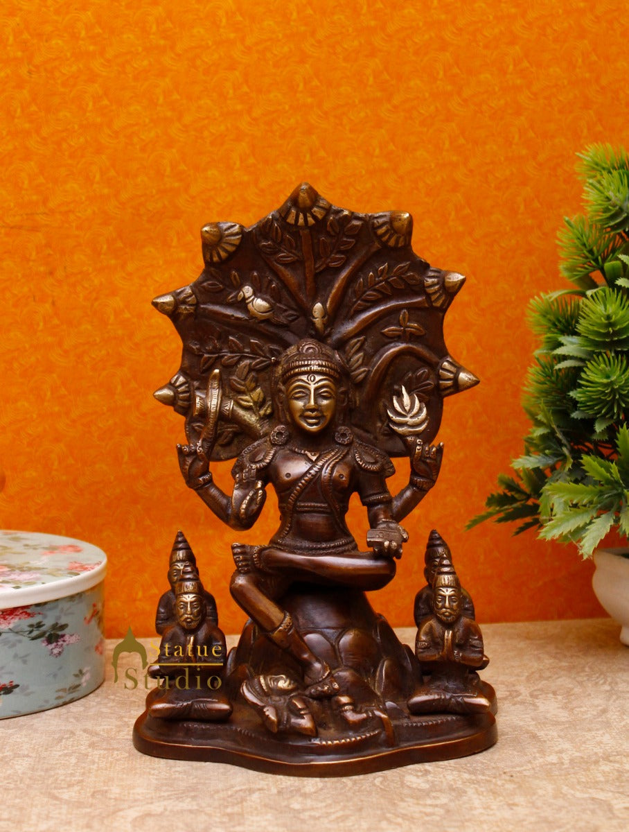 Brass Shiva Idol Dakshinamurthy Antique Finish For Home Pooja Room Decor 8.5" - Image 3