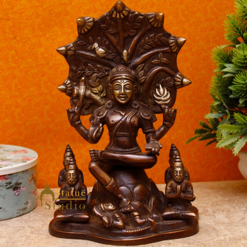 Brass Shiva Idol Dakshinamurthy Antique Finish For Home Pooja Room Decor 8.5" - Image 2