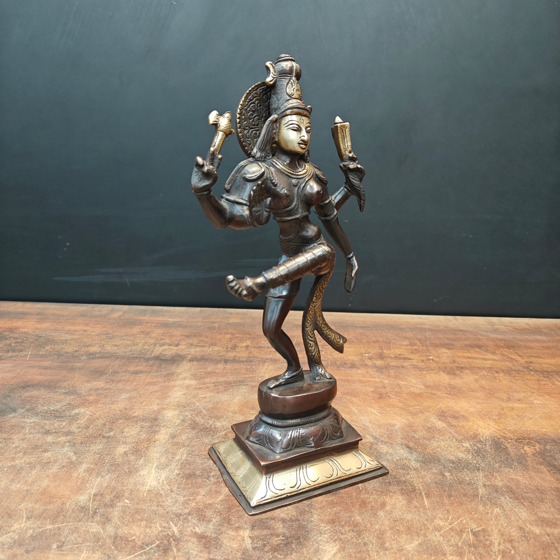 Brass Dancing Shiva Ardhnaresvar Idol Antique Finish For Home Décor 13 Inch - Image 5