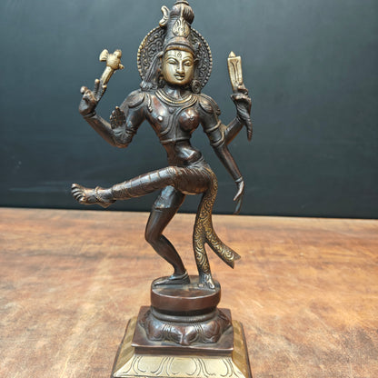 Brass Dancing Shiva Ardhnaresvar Idol Antique Finish For Home Décor 13 Inch by vendor-unknown - Hindu Gods (View 6)
