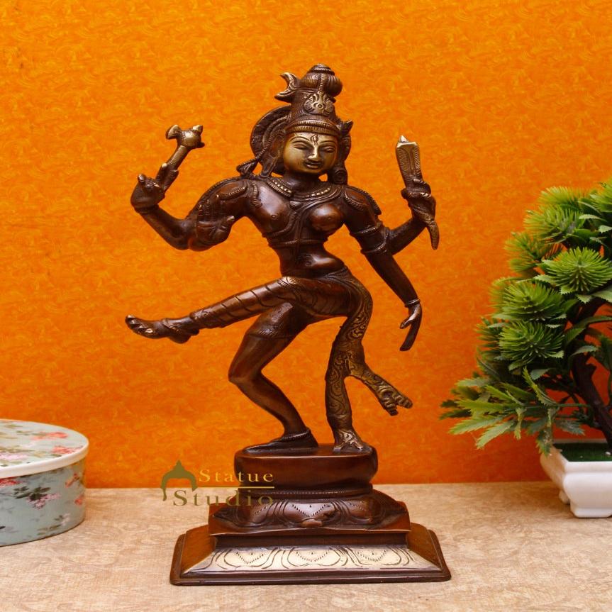 Brass Dancing Shiva Ardhnaresvar Idol Antique Finish For Home Décor 13 Inch - Image 3