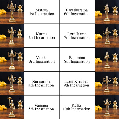 Brass Dashvavtar Vishnu Roopam Super Fine Exclusive Statue Idol For Home Pooja Room Décor by vendor-unknown - Hindu Gods (View 7)