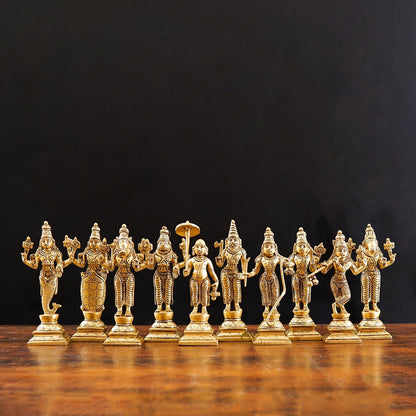 Brass Dashvavtar Vishnu Roopam Super Fine Exclusive Statue Idol For Home Pooja Room Décor by vendor-unknown - Hindu Gods