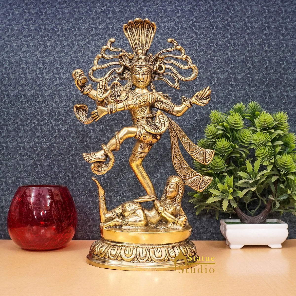 Brass Nataraja Dancing Shiva Statue Idol For Home Office Décor Gifting 14" - Eco-friendly - Sama Homes