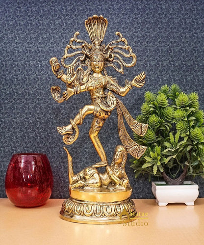 Brass Nataraja Dancing Shiva Statue Idol For Home Office Décor Gifting 14" by vendor-unknown - Hindu Gods (View 2)