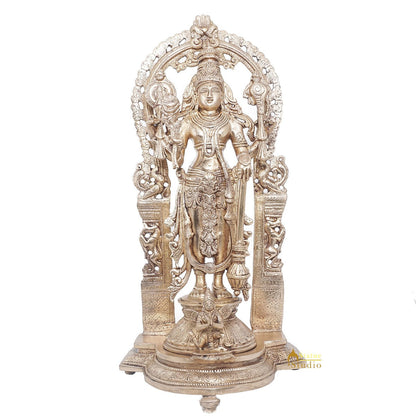 Brass Antique Lord Vishnu Large Idol For Pooja Home Temple Décor Statue 16" by vendor-unknown - Hindu Gods (View 3)