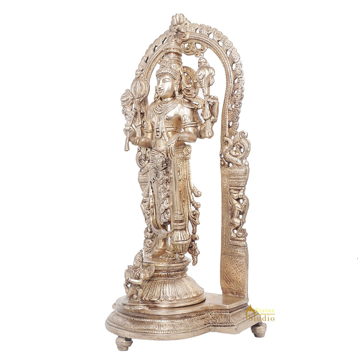 Brass Antique Lord Vishnu Large Idol For Pooja Home Temple Décor Statue 16"