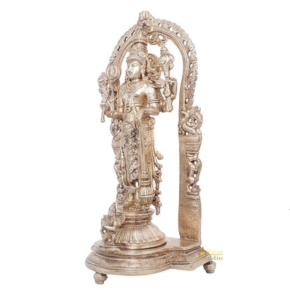 Brass Antique Lord Vishnu Large Idol For Pooja Home Temple Décor Statue 16" by vendor-unknown - Hindu Gods (View 4)