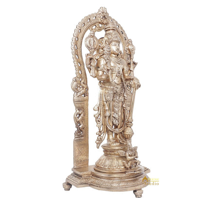 Brass Antique Lord Vishnu Large Idol For Pooja Home Temple Décor Statue 16" by vendor-unknown - Hindu Gods (View 5)
