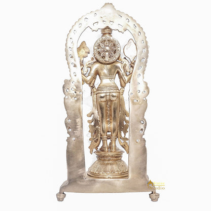 Brass Antique Lord Vishnu Large Idol For Pooja Home Temple Décor Statue 16" by vendor-unknown - Hindu Gods (View 6)