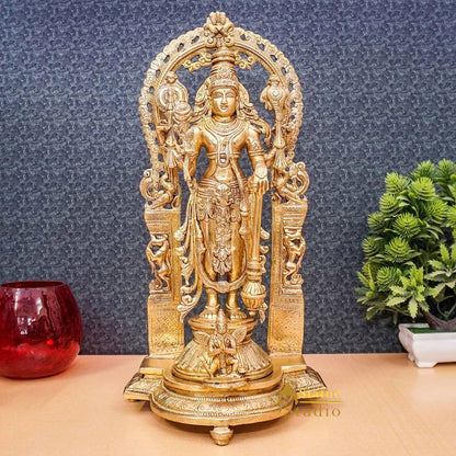 Brass Antique Lord Vishnu Large Idol For Pooja Home Temple Décor Statue 16" by vendor-unknown - Hindu Gods