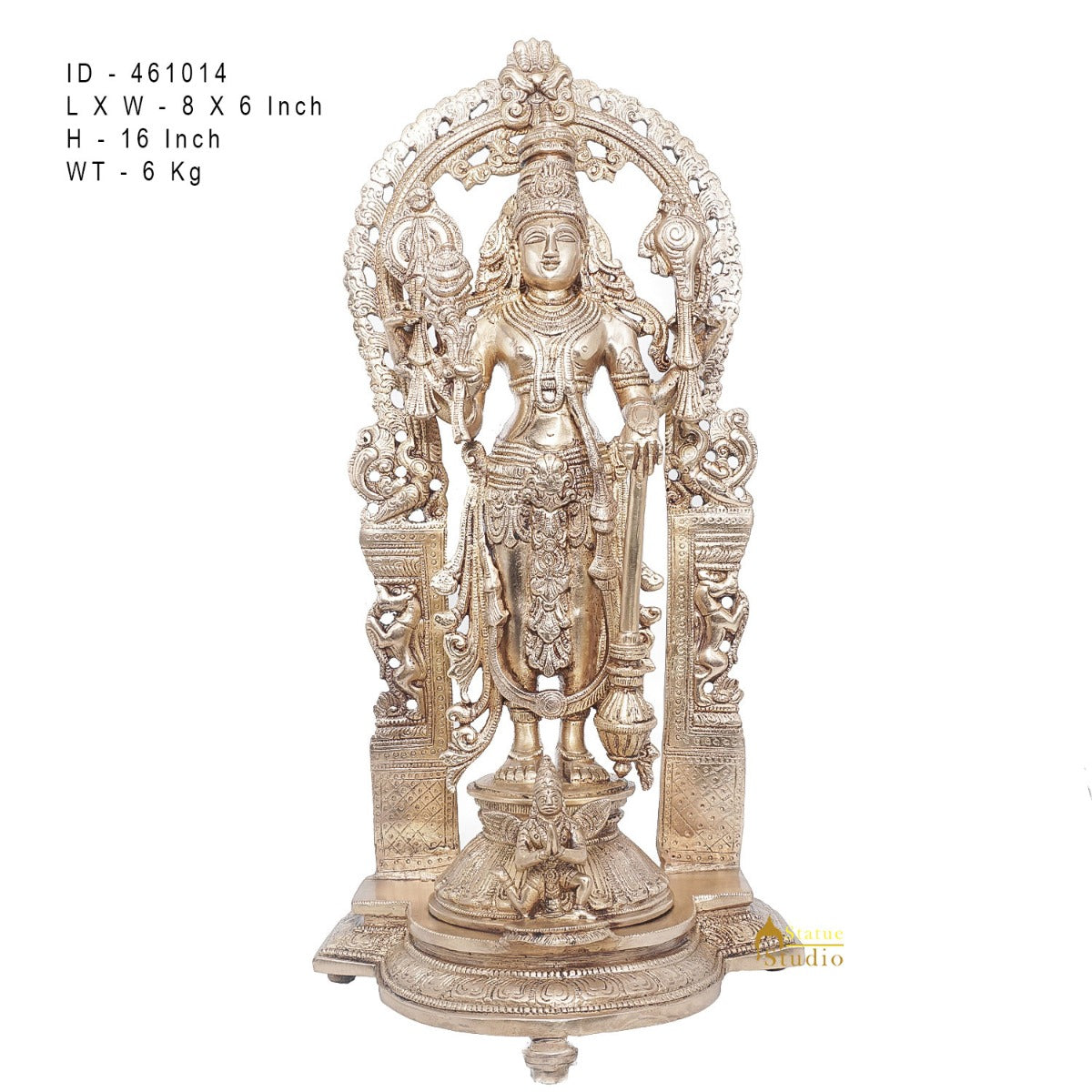 Brass Antique Lord Vishnu Large Idol For Pooja Home Temple Décor Statue 16" - Image 7