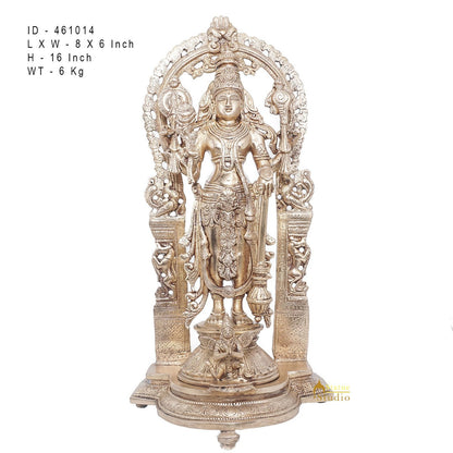 Brass Antique Lord Vishnu Large Idol For Pooja Home Temple Décor Statue 16" by vendor-unknown - Hindu Gods (View 7)