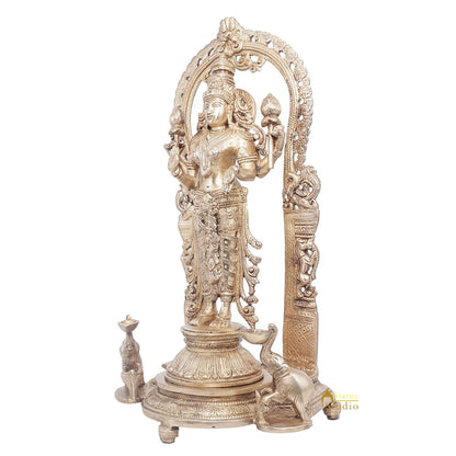 Brass Antique Goddess Lakshmi Large Idol For Pooja Home Temple Décor Statue 16" by vendor-unknown - Hindu Gods (View 4)