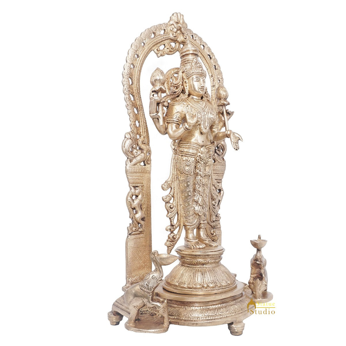 Brass Antique Goddess Lakshmi Large Idol For Pooja Home Temple Décor Statue 16" - Image 5