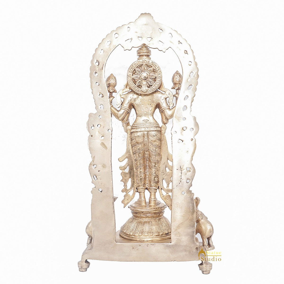 Brass Antique Goddess Lakshmi Large Idol For Pooja Home Temple Décor Statue 16"