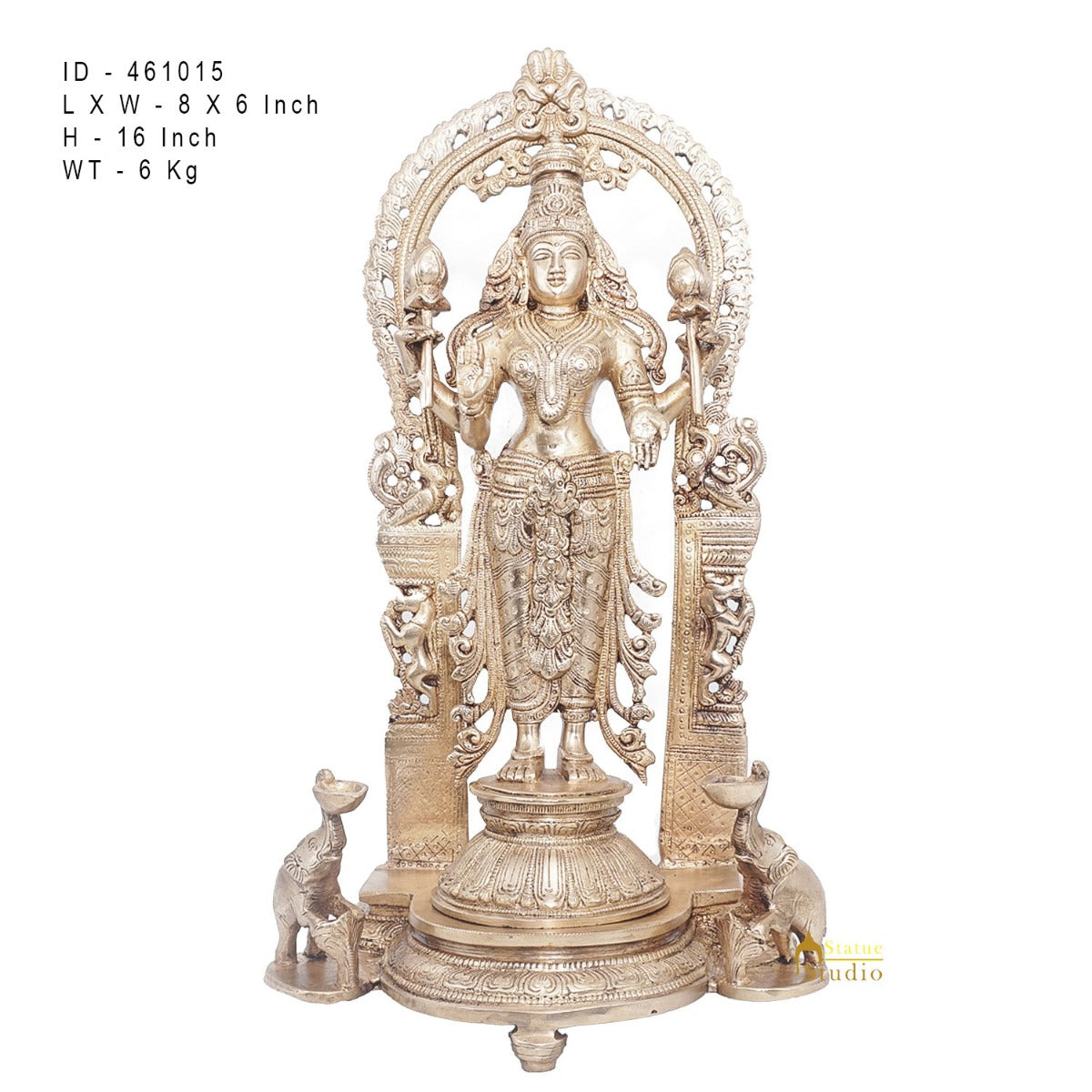 Brass Antique Goddess Lakshmi Large Idol For Pooja Home Temple Décor Statue 16"