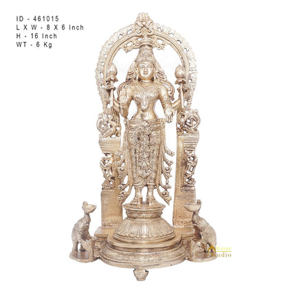 Brass Antique Goddess Lakshmi Large Idol For Pooja Home Temple Décor Statue 16" by vendor-unknown - Hindu Gods (View 7)