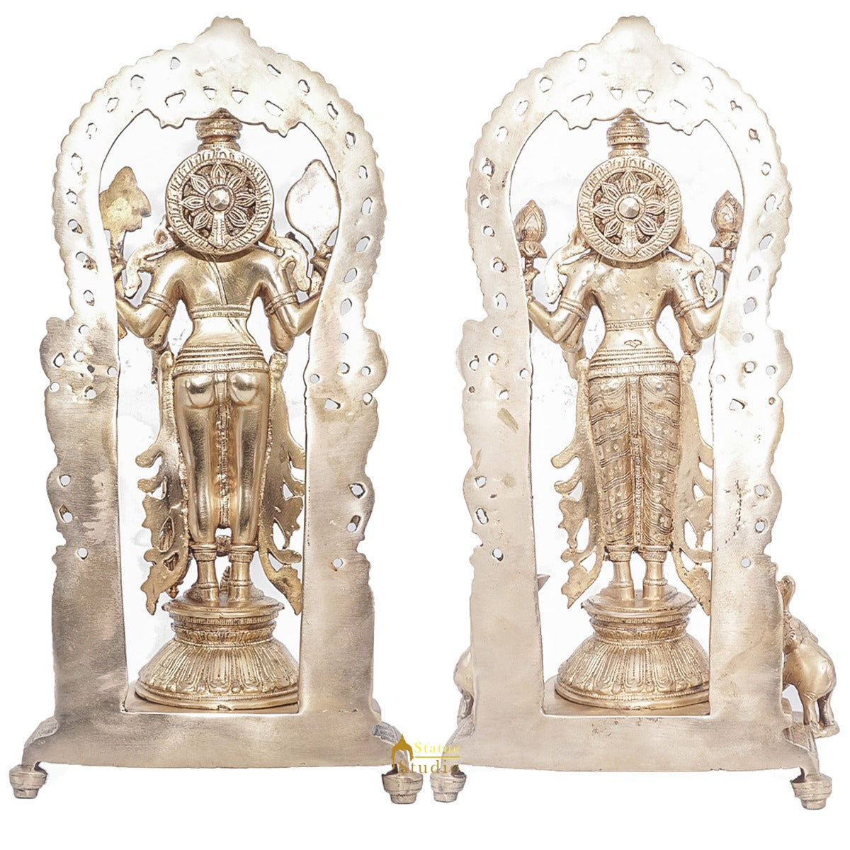 Brass Antique Vishnu Lakshmi Large Idol For Pooja Home Temple Décor Statue 16" - Image 4