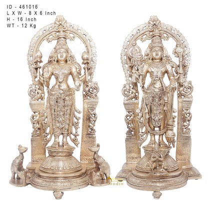 Brass Antique Vishnu Lakshmi Large Idol For Pooja Home Temple Décor Statue 16" by vendor-unknown - Hindu Gods (View 5)