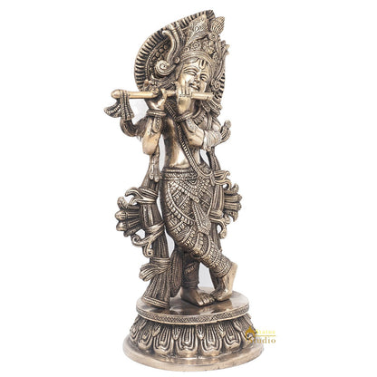 Brass Antique Lord Krishna Idol Fine Showpiece For Home Pooja Décor Gift 13" by vendor-unknown - Hindu Gods (View 5)