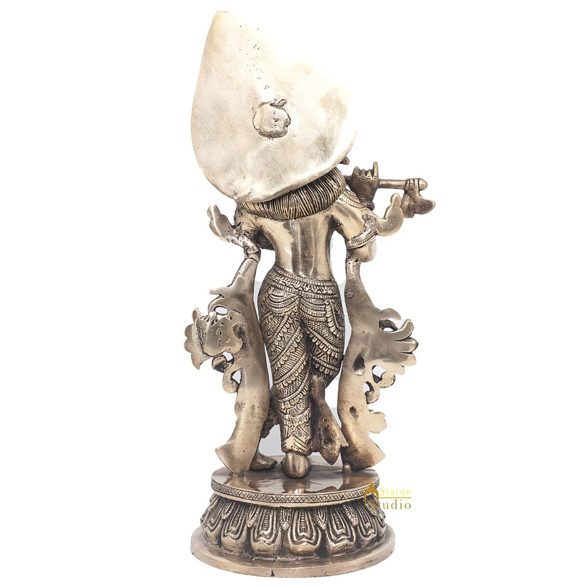 Brass Antique Lord Krishna Idol Fine Showpiece For Home Pooja Décor Gift 13" - Image 6