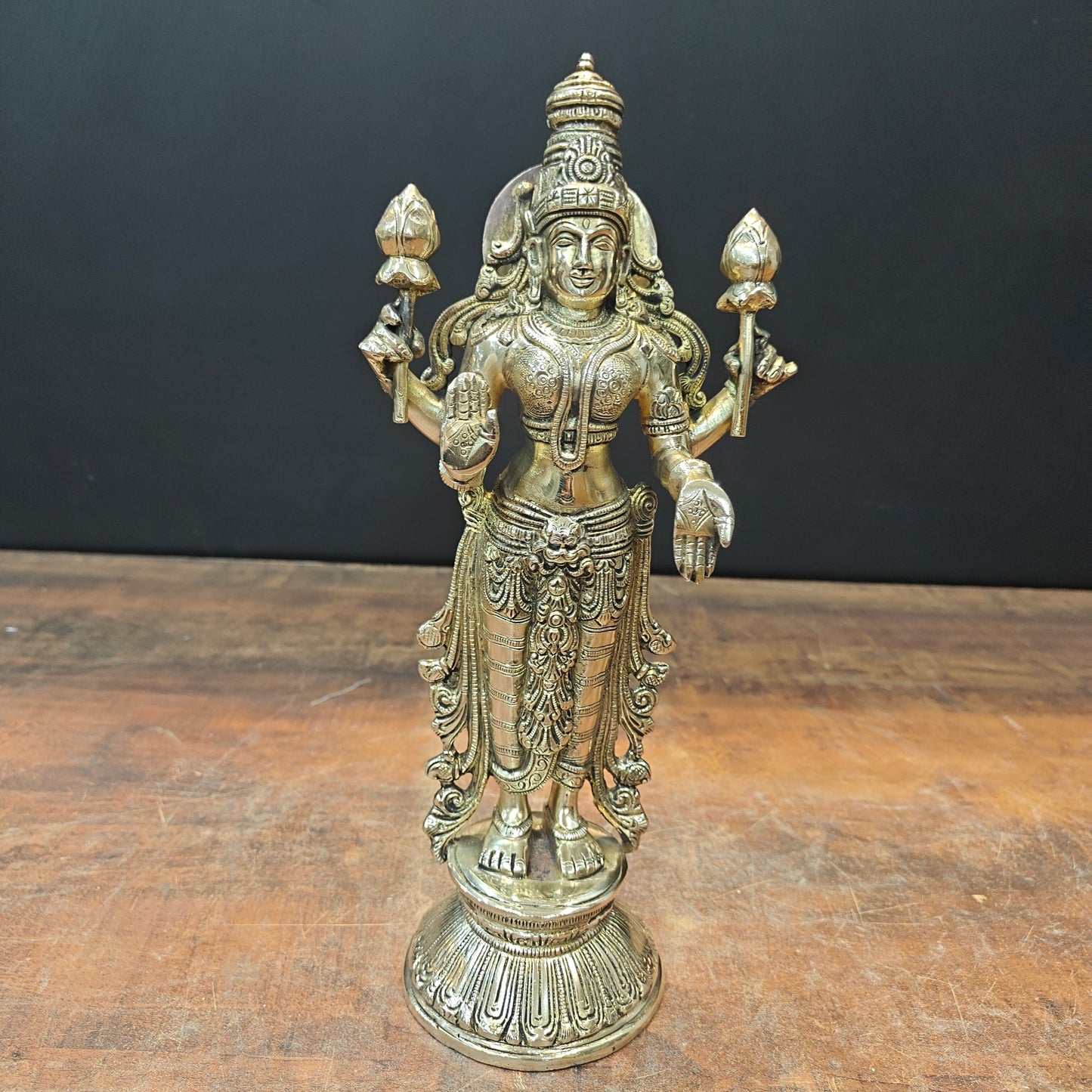 Brass Goddess Lakshmi Idol For Home Temple Décor 12 Inch