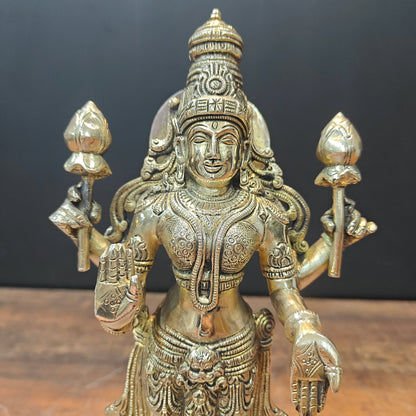 Brass Goddess Lakshmi Idol For Home Temple Décor 12 Inch by vendor-unknown - Hindu Gods (View 2)