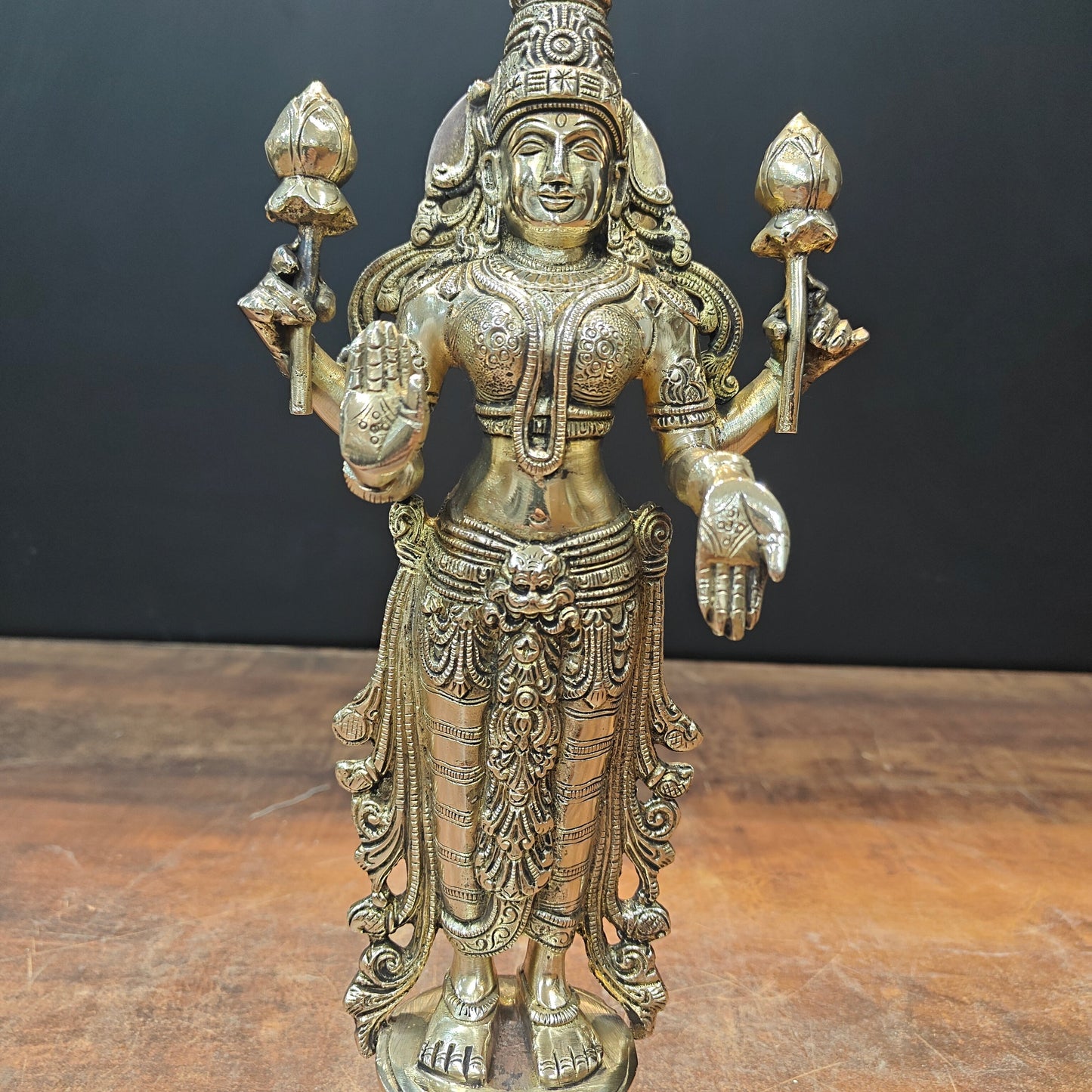 Brass Goddess Lakshmi Idol For Home Temple Décor 12 Inch