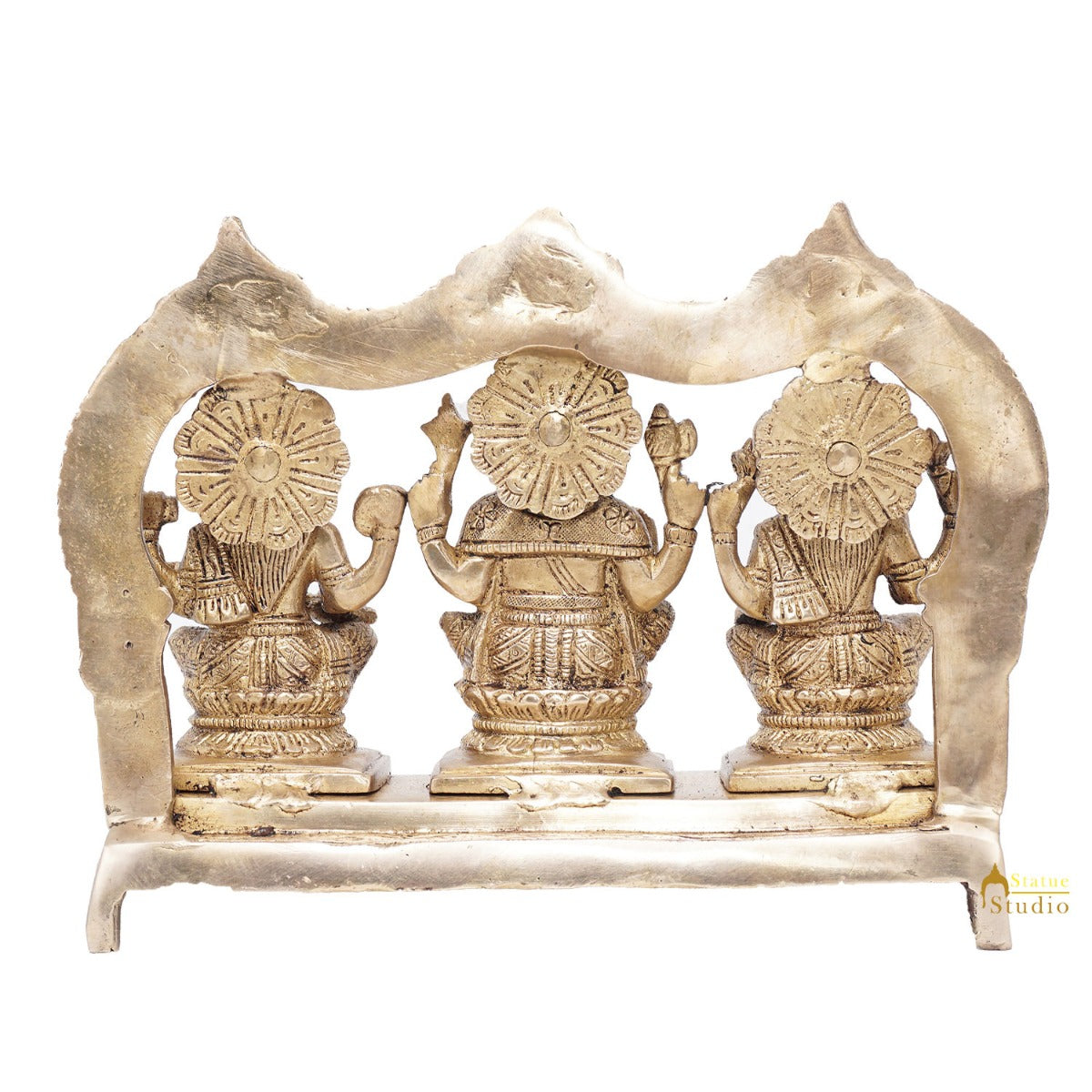 Brass Laxmi Ganesha Saraswati Idol For Home Pooja Décor Gift Statue 7"