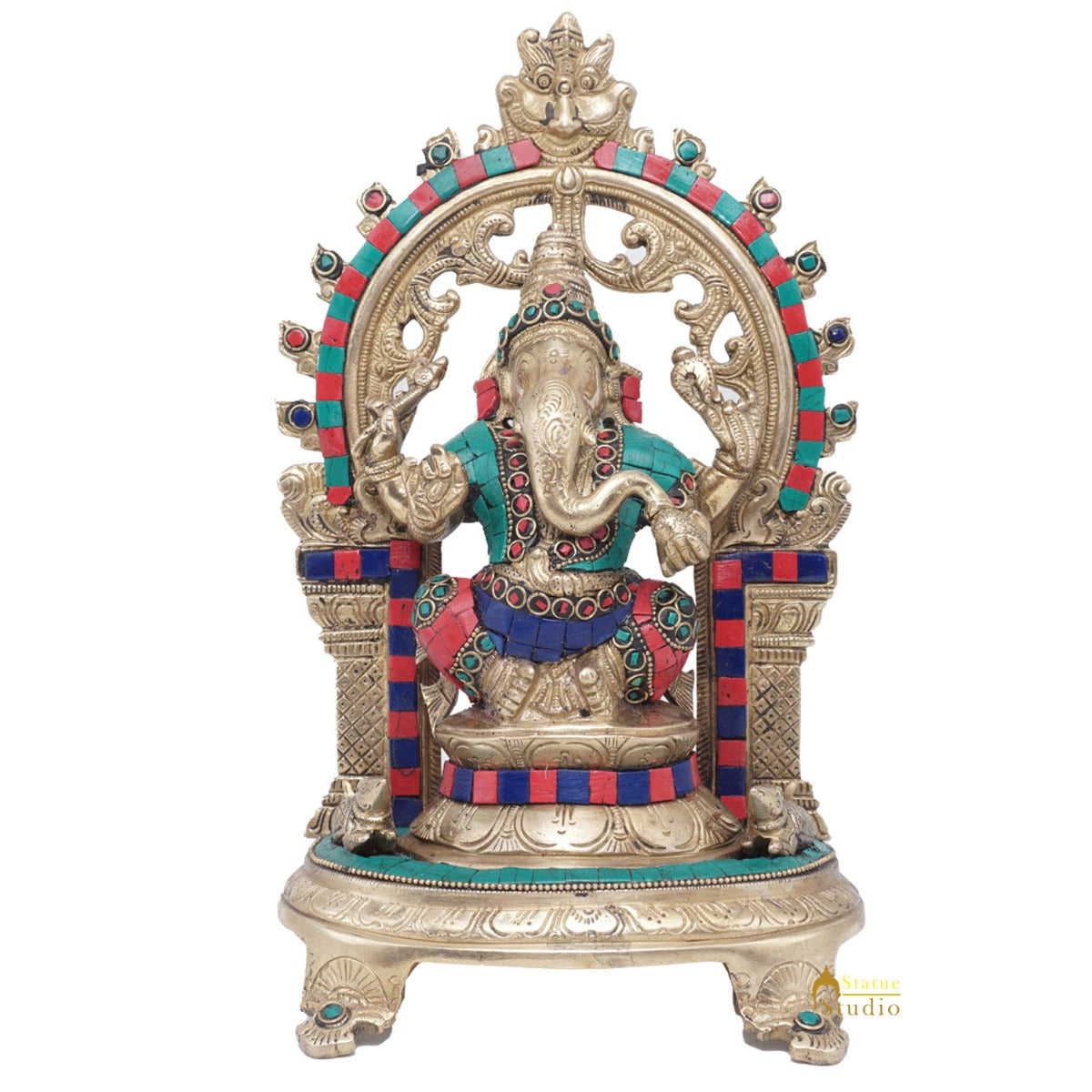 Brass Ganesha Idol Ganpati Statue For Home Office Décor Gift 11" - Image 3